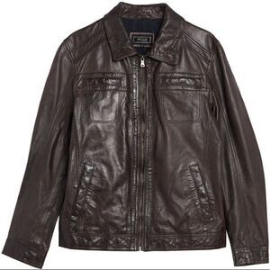 Missani leather jacket buttery soft brown M Nordstrom double breasted pocket 🔥